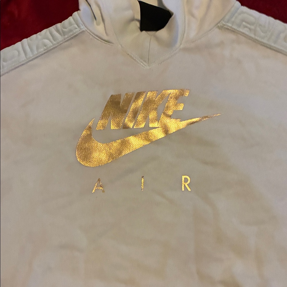 Nike Air Hoodie in White with Gold Accents